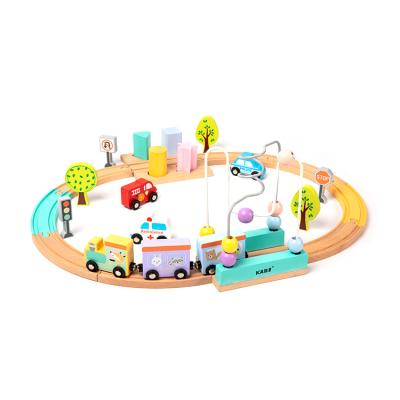 China Toy Children Educational Play DIY Wooden Slot Train Railway Track Baby Train Set Toy For Kids Thomas Train Toy Blocks City Toys for sale