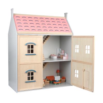 China ECO-FRIENDLY Kids Play House Toys Pretend To Play Pretend To Play Wooden Toy Dollhouse For Girls for sale