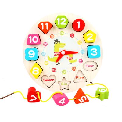 China Eco-Friendly Material Kids Montessori Wooden Clock Toys Hour Minute Seconds Colorful Knowledge Clocks Toys For Children Early Preschool Teaching Aids for sale