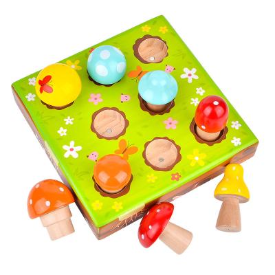 China Unlimited children's wooden mushroom picking toy1-2-3Year-old baby gift boys and girls intelligence toys pulling radish game for sale