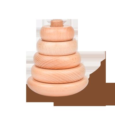 China Beech Top Stack Tower Color Nature Toy Kids Toys Early Educational Game Wooden Baby Educational ECO-FRIENDLY Wooden for sale