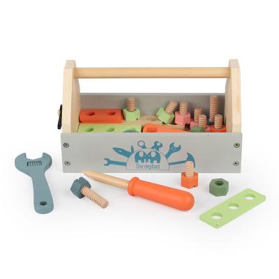 China ECO-FRIENDLY Wooden Tool Games Toy Toolbox Wrench Screwdriver Tool Kit Toys for Kids for sale