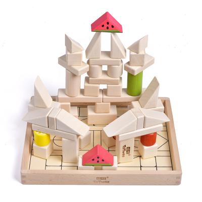 China Early Education Eco-friendly Colorful Wooden Shape Kids Wooden Building Blocks Toy for sale