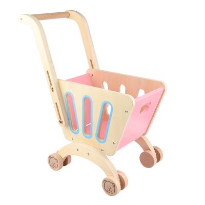 China Children Model Toy Shopping Cart Girls Supermarket Baby Trolley Kids Tools Toy Wooden for sale