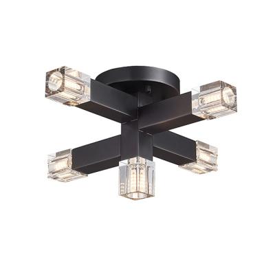 China Matte Black Romantic Four Heads Modern Led New Modern Indoor Crystal Ceiling Lights for sale