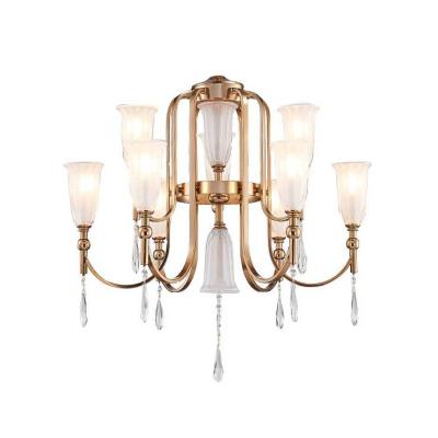 China Modern Crystal Gold Color Pendant Living Room Ceiling Crystal Chandeliers For Hotel for sale