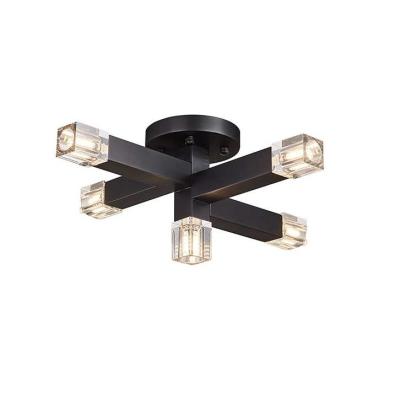 China New Design 5 Heads Modern Matte Black Indoor Fancy Led Crystal Ceiling Lights For Home for sale