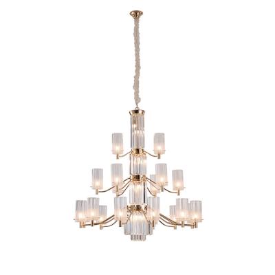 China Good Quality Gold Modern Design Large Crystal Pendant Lamp Hot Selling Chandelier for sale