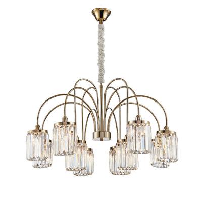 China Modern Contemporary Crystal Decorative Gold Luxury Fixture 12 Head Led Pendant Light for sale