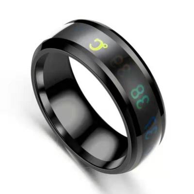 China Hiphop Ring Titanium Steel Mood Emotion Temperature Sensing Smart Heat Sensitive Rings For Women Men Waterproof Jewelry for sale