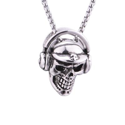 China The new environmental friendly men's punk necklace titanium steel rock stainless steel skull pendant European and American border tide men for sale