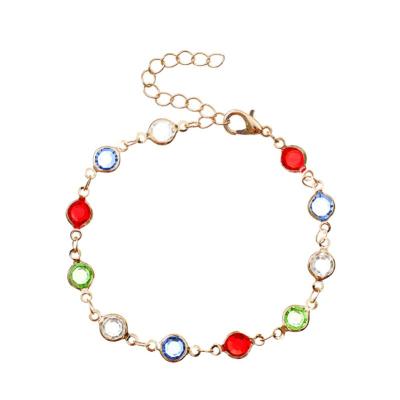 China Environmental Friendly Women's Fashion Gold Plated Crystal Bead Bracelet Wholesale Colorful Acrylic Bohemian for sale