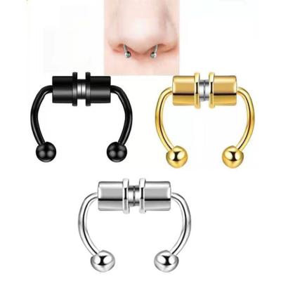 China Punk Surgical Stainless Steel Non Piercing Magnetic Magnet Nose Ring for sale