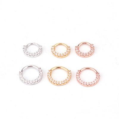 China Cubic Zirconia Nose Ring Ear Bone Ring Ear 20G Punk Copper Inlaid Dual Function Nose Piercing Foreign Trade Jewelry for sale