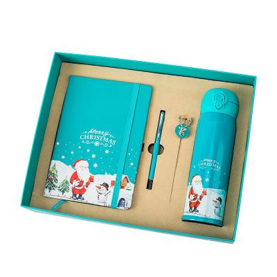 China Christmas Gift Box Set of 4 Notebook Bookmark Pen Thermos UV Printing 1 Color Graphics for sale