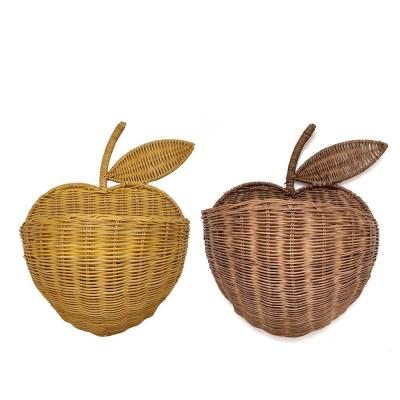 China Silk Screen Printing Handmade Rattan Woven Apple Storage Basket for Home Organization for sale