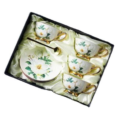 China European Coffee Cup Set Bone Porcelain Flower Tea Cup Ceramic for Chic Usage Scenarios for sale