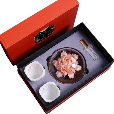 China Logo Handmade Peony Ceramic Fragrance Set The Perfect Gift for End Office Products for sale