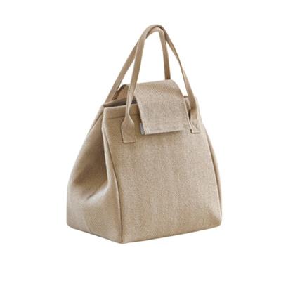 China Large Capacity Jute Lunch Handbag with Aluminum Foil Insulation and Customer's Logo for sale