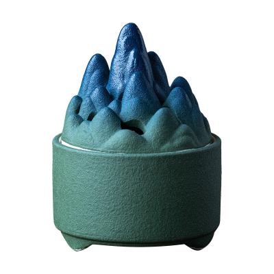 China Activities Desktop Decoration Creative Rough Pottery Mountain View Incense Burner for sale