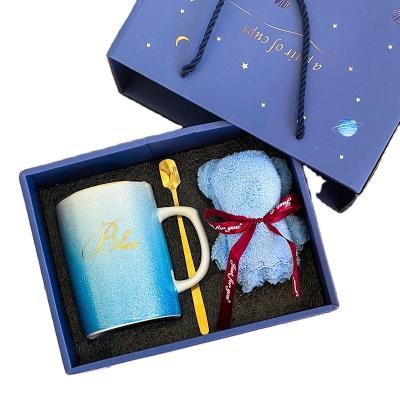 China Make Her Day Special with This Ceramic Mug and Bear Towel Gift Set in Creative Ins Style for sale