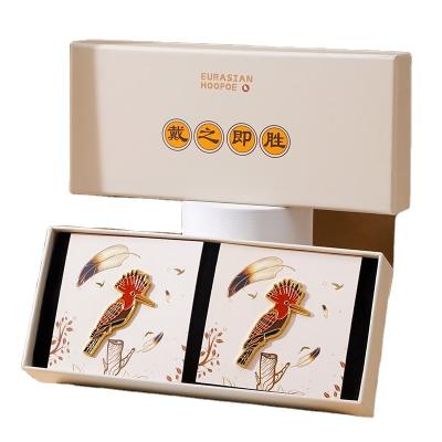 China National Tide Good Luck Auspicious Bird Gift Box Set Brooch *2 Business Gift Customization for sale