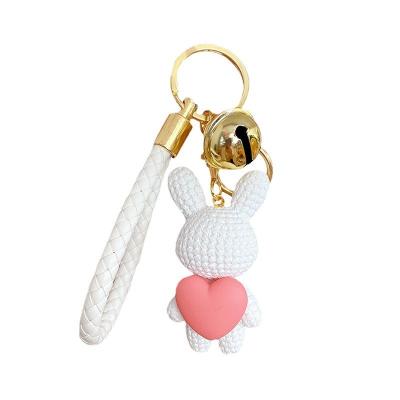 China 2 Color Graphics Resin Woven Love Rabbit Keychain for Mid Autumn Festival Celebration for sale