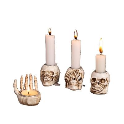 China Thanksgiving Skeleton Resin Decoration Desktop Decoration Candle Holder for Craft Gift for sale