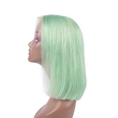 China Wholesale Brazilian Virgin Human Hair Green Color Short Bob 13x4 Lace Front Swiss Lace Wig for sale