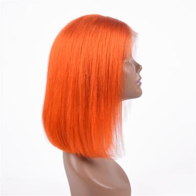 China Wholesale 100% Short Bob 13x4 Lace Front Human Hair Wig Swiss Brazilian Virgin Human Hair Wig 180density Orange Color for sale