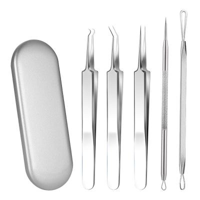 China 5 Pieces Professional Stainless Steel Blackhead Tool Kit Blackhead Acne Acne Freckle Removal Blackhead Removal Beauty Tool for sale