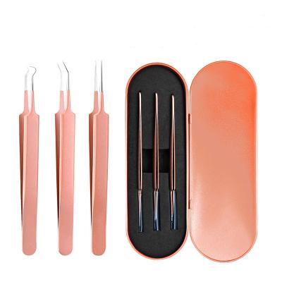 China Hot Professional 3 Piece Black Head Removal Stainless Steel Blackhead Tool Kit Blackhead Acne Acne Freckle Beauty Tool for sale