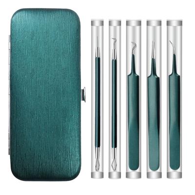 China New Hot Selling Professional 5 Pieces Black Head Blackhead Removal Tool Kit Stainless Steel Blackhead Home Use RF Beauty Instrument for sale