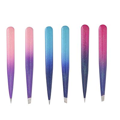 China Hot selling Eyebrow/eyelash stainless steel eyebrow tweezers for hair plucking epoxy plating stianless steel for sale