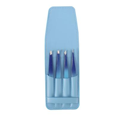 China Hot Sale 4pcs Eyelash Tweezers Beauty Kit Stainless Steel Eyebrow Eyelash Tweezers for sale