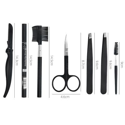 China Non-specific Professional Stainless Steel Eyebrow Trimmer Kit 7 in 1brow Pencil Eyebrow Brush for sale