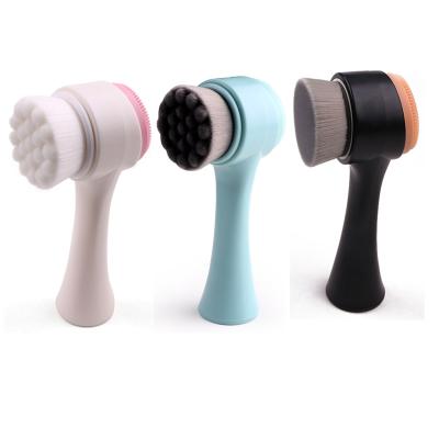 China Portable 3d Face Cleaner Resale Dual Side Face Cleaner Manual Massage Silicone Facial Cleansing Brush for sale