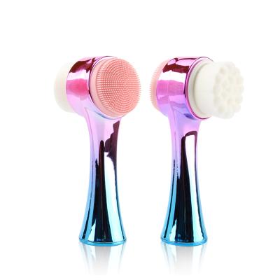 China Chinese Facial Cleansing Brush Maker 3D Facial Cleanser Silicone Beauty Brush Facial Cleanser Brush With Positioning Handle for sale