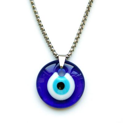 China FASHIONABLE Turkish Blue Chain Necklace Stainless Steel Evil Eye Style Simple Devil's Eye Pendant Necklace Jewelry for sale