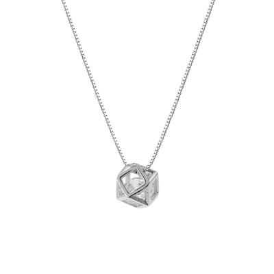 China Cube Diamond Necklace simple in necklaces S925 Sterling Silver Hollow Rubik three-dimensional simple graceful geometry FASHIONABLE from Kingcome for sale