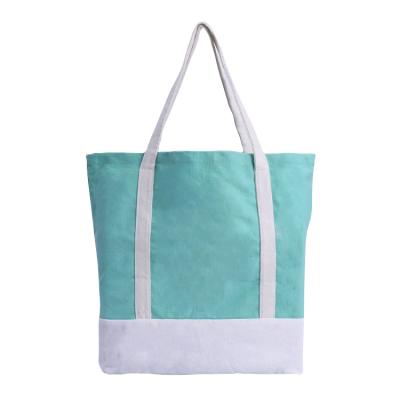 China High Quality Goods Cotton Canvas Shopping Tote Bag With Custom Printed Two Tone Logo Handled for sale