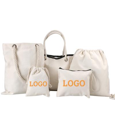 China Factory Wholesale Reusable Handled Cotton Canvas Tote Bag With Custom Printed Eco - Friendly Logo for sale