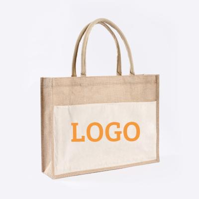 China Factory Price Burlap Reusable Eco-friendly Handled Tote With Custom Logo Bag for sale