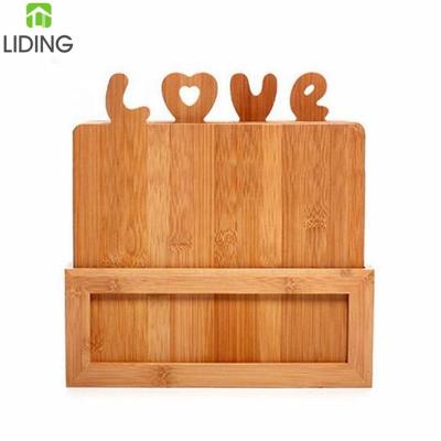 China Sustainable 100% natural bamboo cutting boards set with wooden stand chopper set with letters for sale