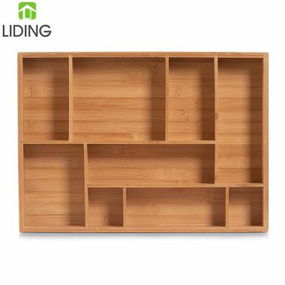 China Sustainable Bamboo Desk Drawer Cutlery Tray Organizer for sale