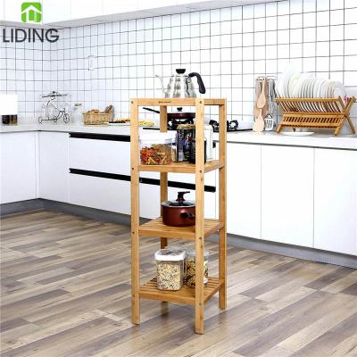 China Bamboo Washroom Corner Shelves Multifunctional Bamboo Bathroom Shelf Rack Holder 4-Tier Storage Rack for sale