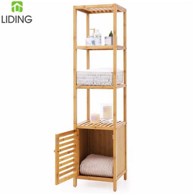 China High Quality Corner Bamboo Bathroom Cabinet Of Toilet Room Rack Bamboo Wood Display Stand for sale