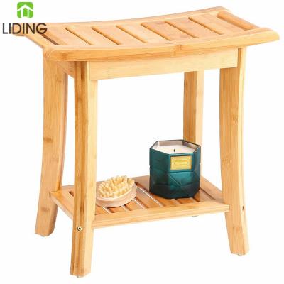 China Modern Bamboo Shower Bench, Waterproof Shower Chair, Wooden Spa Bath Organizer Seat Stool for sale