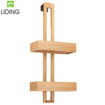 China Bamboo Bathroom Hotel Bathroom Shower Trolley Rack Display Rack Bathroom Baskets Home Wall Mounted Shampoo Rack for sale