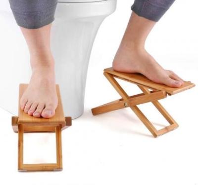 China Adjustable Foot Stool Wooden Folding Bathroom Toilet Bamboo Stool 11.8 x 5.1 x 1 inch for sale